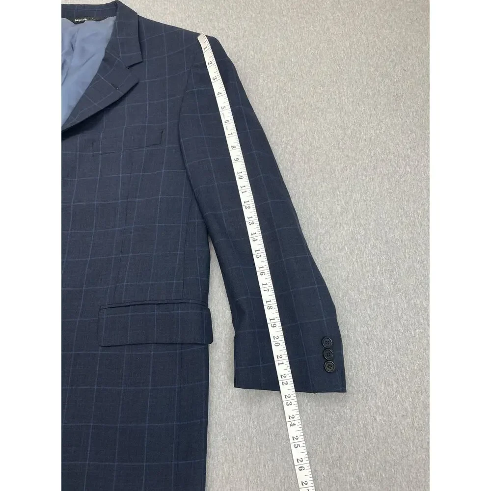 Ermenegildo Zegna Blazer Mens 44L Windowpane Coppley Heritage 100% Wool 3-Button